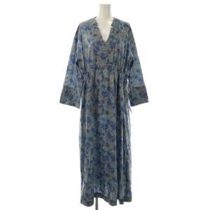 Liberty Print Waist String Dress ワンピース S ブルー