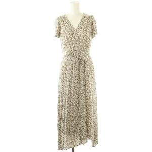 25SS カシュクールプリントワンピース フラワー 1 オフホワイト 青 茶 黒 /MI OS