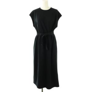 25SS ウエストリボンベルトフレンチスリーブワンピース ロング 36 ダークネイビー /DO OS