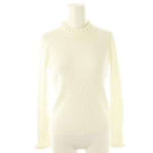 25SS フリルリブニットプルオーバー 長袖 36 ホワイト /HK OS