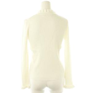 M-Premier 25SS フリルリブニットプルオーバー 長袖 36 ホワイト /HK OS