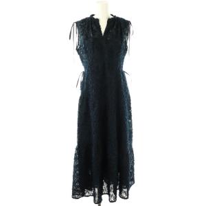 25SS フリンジジャガードティアードワンピース インナー付き 1 紺 /MI OS