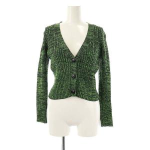 JOURNAL STANDARD LESSAGE取扱リブニットショートカーディガン S 緑 黒 /MI