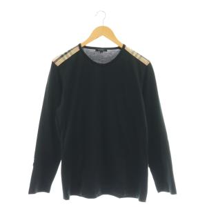 ノバチェック切替 長袖 Tシャツ カットソー L ブラック /DF OS