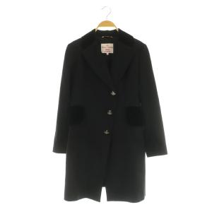 ベルベット切替 ウールコート 2 ブラック