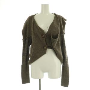 オーブボタン ニット カーディガン 変形 02 ブラウン /MY OS