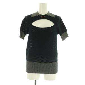 デコルテオープン ニットカットソー 半袖 2 ネイビー /MY OS