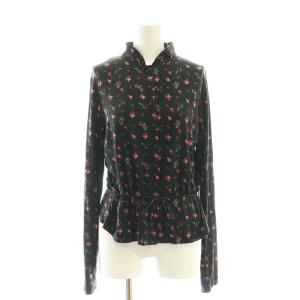 フラワー柄カットソーシャツ 2 ブラック ピンク グリーン /ES OS