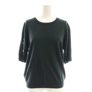 フラワー刺繍シルクリネンニット セーター 半袖 2 黒 ブラック /SS OS