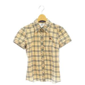 ノバチェック ハーフスリーブ シャツ 36 ベージュ ブラック ボルドー /ES OS