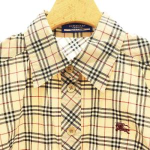 BURBERRY BLUE LABEL ノバチェック ハーフスリーブ シャツ 36 ベージュ ブラック ボルドー /ES OS