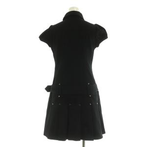 BURBERRY BLUE LABEL ベルト付きデニムロープリーツワンピース ミニ 36 ブラック /MY OS