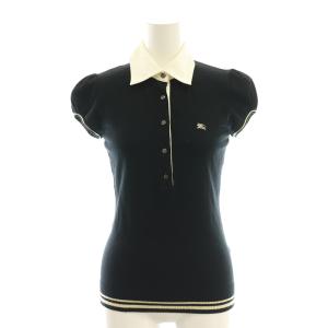 襟付きニット セーター 半袖 38 ブラック オフホワイト /ES OS