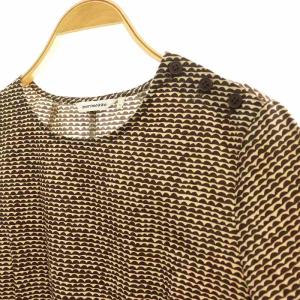 marimekko PAPAJO Iltatori dress ワンピース 総柄 34 ブラウン アイボリー /ES OS