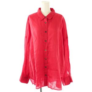 25SS リネンワイドシャツ チュニック丈 F 赤 /MI OS