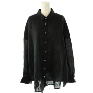 25SS リネンワイドシャツ チュニック丈 F 黒 /MI OS
