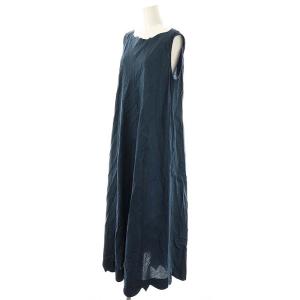 JURGEN LEHL コットンリネンノースリーブワンピース M 青 /MI OS