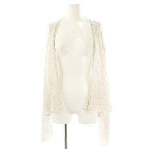 コットン透かし編みニットカーディガン M オフホワイト /ES OS