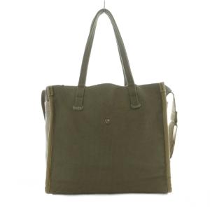 genten ジャルディ 2wayバッグ トート ショルダー キャンバス カーキ グレージュ /RI OS