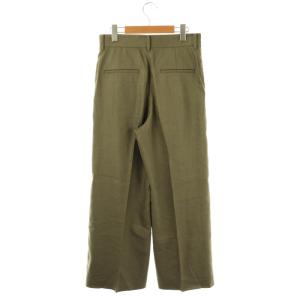 EVERYDAY I LIKE 24SS Summerワイドパンツ タック ジッパーフライ リネン混 36 カーキ /DO OS
