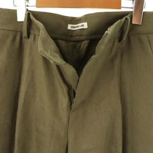 EVERYDAY I LIKE 24SS Summerワイドパンツ タック ジッパーフライ リネン混 36 カーキ /DO OS
