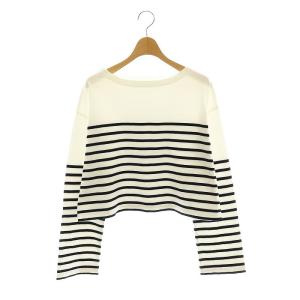 23SS Cropped Stripe Tシャツ カットソー 長袖 ボーダー ホワイト ブラック /DF