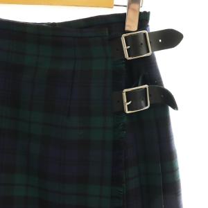 O'NEIL OF DUBLIN チェック キルトスカート プリーツ ミモレ ロング 40 緑 グリーン 紺 ネイビー /AT OS