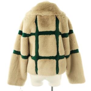 furfur エコファーチェックブルゾン ジャケット F グレージュ グリーン /DO OS