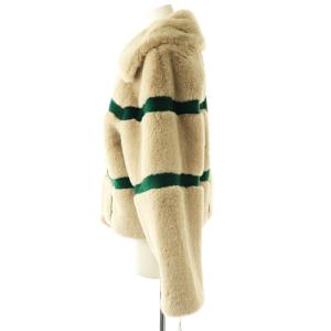 furfur エコファーチェックブルゾン ジャケット F グレージュ グリーン /DO OS