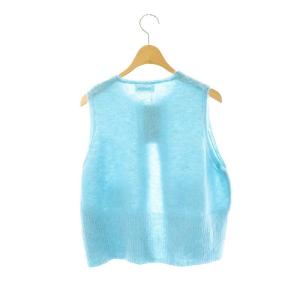 BEAMS BOY チャイナボタン ベスト ニット モヘヤ混 ウール混 ライトブルー /MI OS