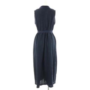 LACOSTE インディゴノースリーブポロドレス ワンピース ロング コットン 38 紺 EF022J /NR OS