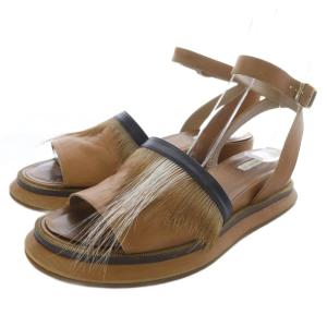 ハラコ ストラップサンダル 36 ブラウン