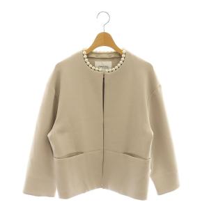 STORY パール付ダンボールジャケット ノーカラー 2 ピンクベージュ /AT OS