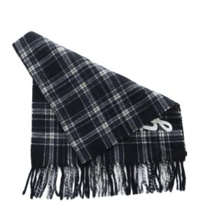 GOLDEN GOOSE マフラー ウール カシミヤ混 チェック 黒 ブラック  白 ホワイト SH /RI OS