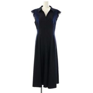 25SS 15周年 エンブロイダリーストライプワンピ ワンピース ロング ノースリーブ M ダークネイビー