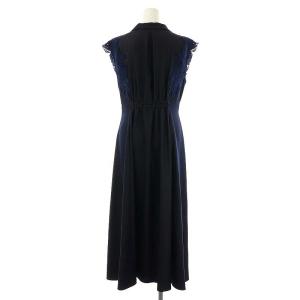 Noela 25SS 15周年 エンブロイダリーストライプワンピ ワンピース ロング ノースリーブ M ダークネイビー