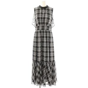 25SS チェック ボウタイ ノースリーブワンピース 2 ブラック ホワイト /ES OS SH
