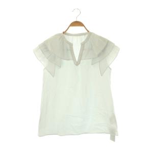 22SS ドビーティアードギャザーノースリーブブラウス F 青 ブルー /SS OS