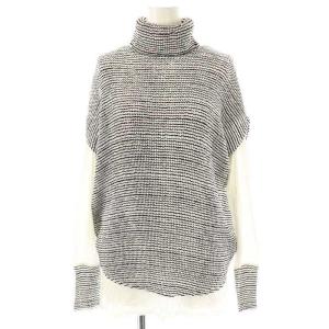 プリーツ タートルネックカットソー ノースリーブトップス 2点セット 40 ホワイト ブラック /HK