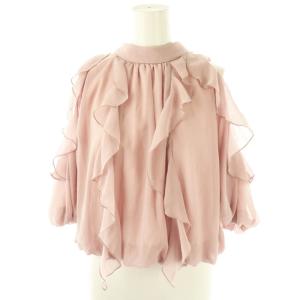 25SS オフショルダーフリルブラウス 五分袖 2 ピンク /AT OS