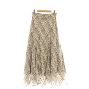 23AWモールチェックマチフレアスカート 2 紫 パープル グレー /SS OS