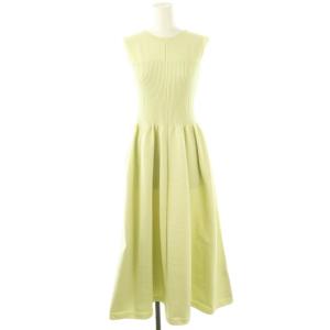 24SSホールガーメントビスチェ切替ワンピース マキシ ロング ノースリーブ 2 黄緑 ライトグリーン