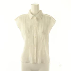 イッセイミヤケ プリーツノースリーブシャツ 3 白 ホワイト /SS OS