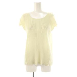 イッセイミヤケ 布帛切替プリーツプルオーバー カットソー 半袖 3 オフホワイト /DF OS