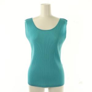 イッセイミヤケ プリーツノースリーブカットソー 3 水色 ライトブルー /SS OS