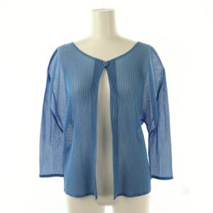 イッセイミヤケ メッシュプリーツカーディガン 3 青 ブルー /SS OS