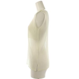 PLEATS PLEASE ISSEY MIYAKE イッセイミヤケ メッシュタンクトップ カットソー ノースリーブ ホワイト /DF OS