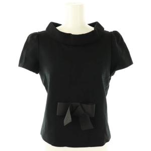 リボン 半袖 カットソー 38 黒 ブラック /AT OS