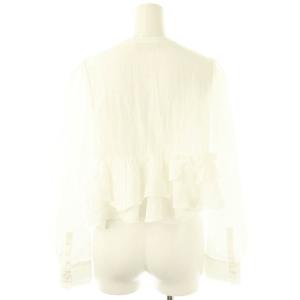 CELFORD 25SS アシンメトリーペプラムフリルブラウス バンドカラー 36 白 /MI OS