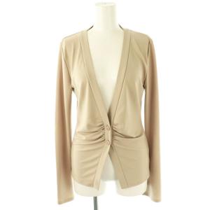 Vネック ギャザーカーディガン 長袖 42 ベージュ /AT OS